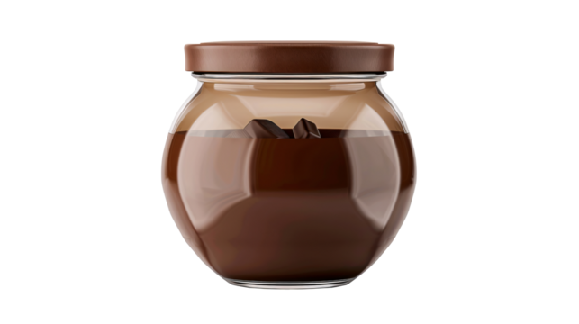 glass jar with chocolate isolated white and transparent background