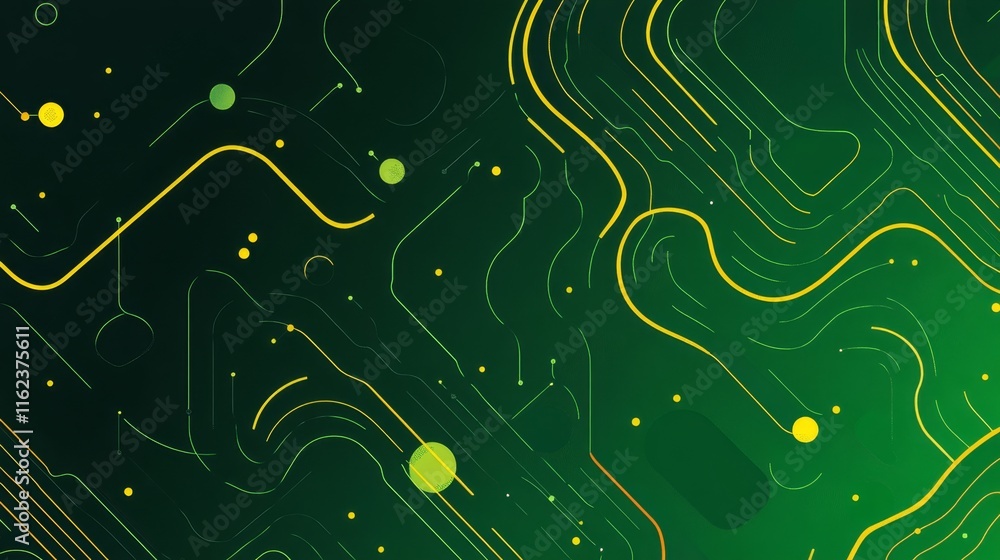 Poster futuristic business technology concept with glowing abstract circuits and minimalist design