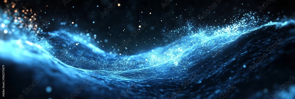 Poster illuminated digital waves - futuristic 3d backdrop with elegant particle effects for banners