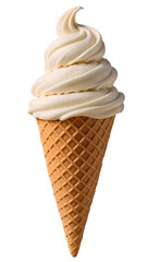delicious ice cream cone isolated on a transparent or white background, soft serve, frozen dessert, summer