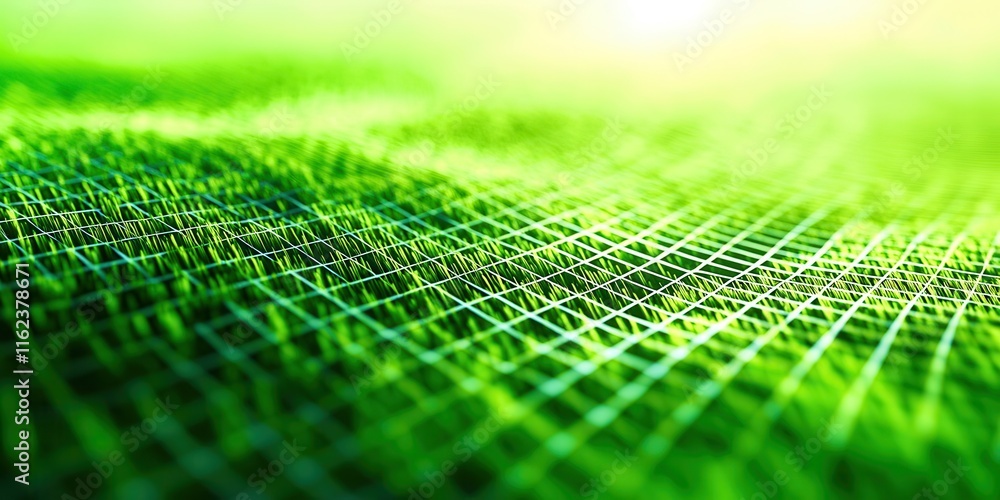 Poster Green field with a grid pattern