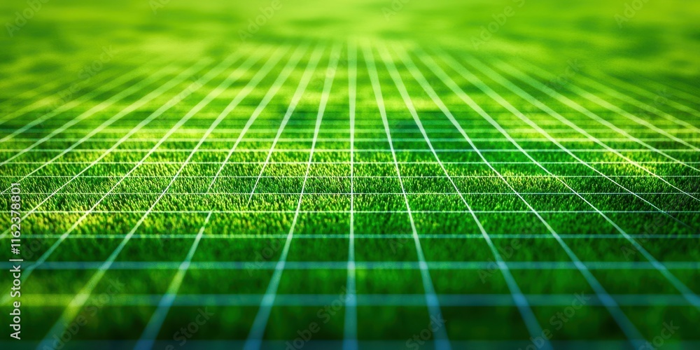 Poster Green field with a grid pattern