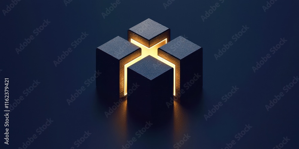 Poster Cube with a cross on it is lit up