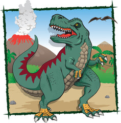 Jurassic nature, illustration of a dinosaur Tyrannosaurus rex. Ideal for educational and informative materials