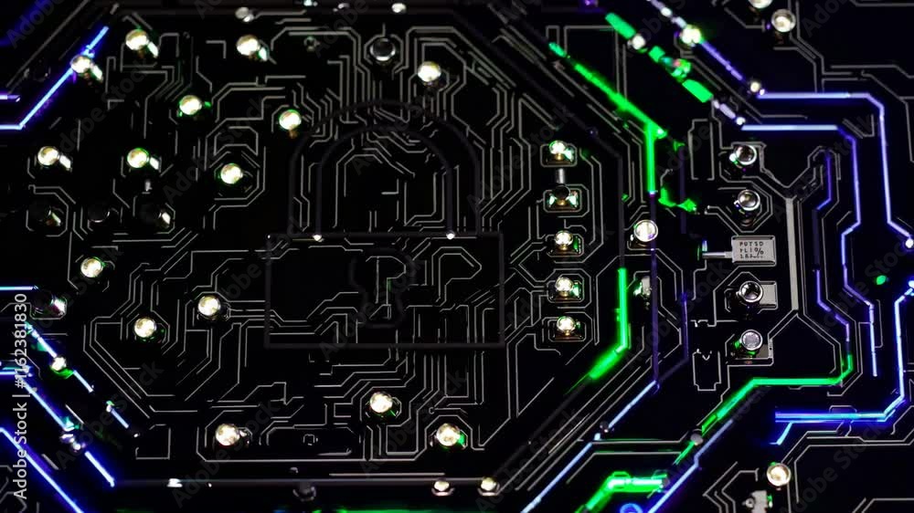 Poster a high-tech circuit board featuring a lock symbol, representing security in the digital age and the 