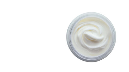White facial moisturizer filling glass container, highlighting smooth texture for skincare product marketing