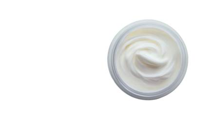 White facial moisturizer filling glass container, highlighting smooth texture for skincare product marketing