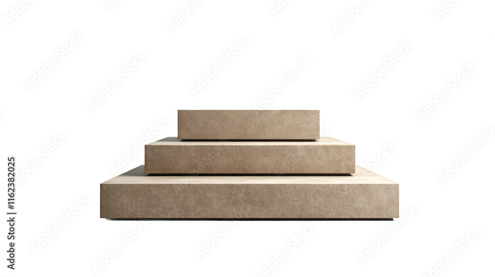 Poster three empty podium steps forming a pyramid, perfect for showcasing products or presentations, on a t