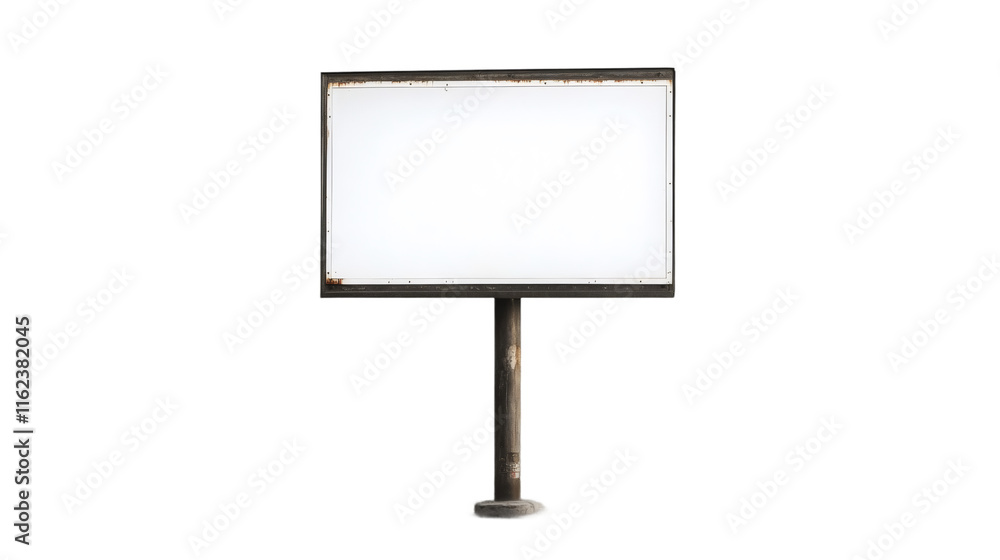 Poster old billboard with transparent background showing a blank white space for advertisement, perfect for
