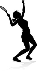 A tennis player woman silhouette sports person design element