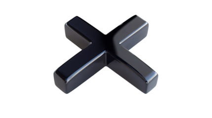 Black cross rejection symbol with transparent background is representing denial, disapproval or wrong answer