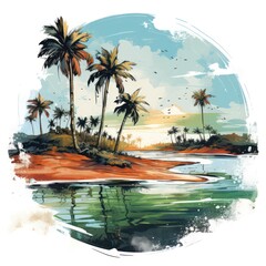 tropical island with palm trees By Generated AI
