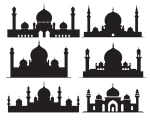 set of mosque silhouette vector illustration
