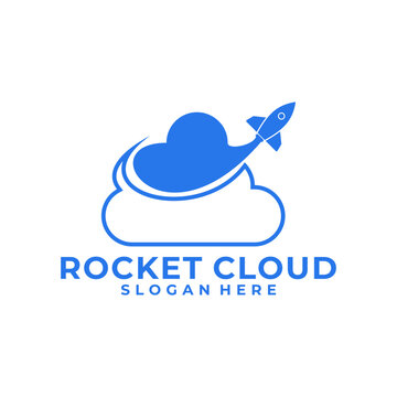Cloud and rocket simple logo inspirations. Rocket Cloud logo design template
