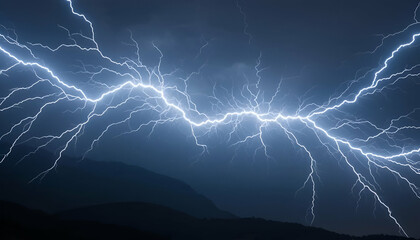 lightning in the night sky Bright lightning in the black sky over the mountains