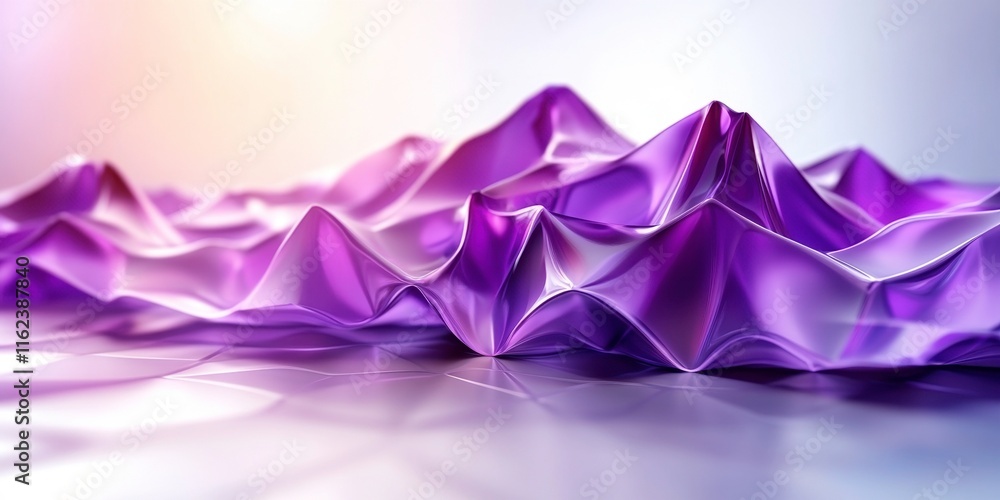 Poster exploring deep purple geometric abstract patterns in futuristic environments