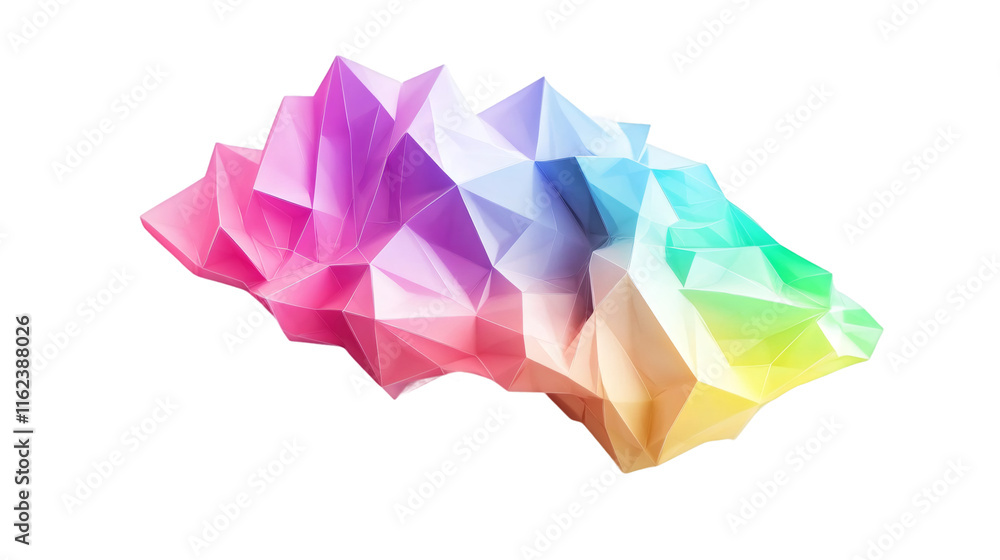 Aufkleber Abstract polygonal shape with rainbow colors on transparent background forming a colorful digital art composition