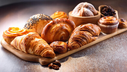 Fototapeta premium Freshly baked pastries and desserts