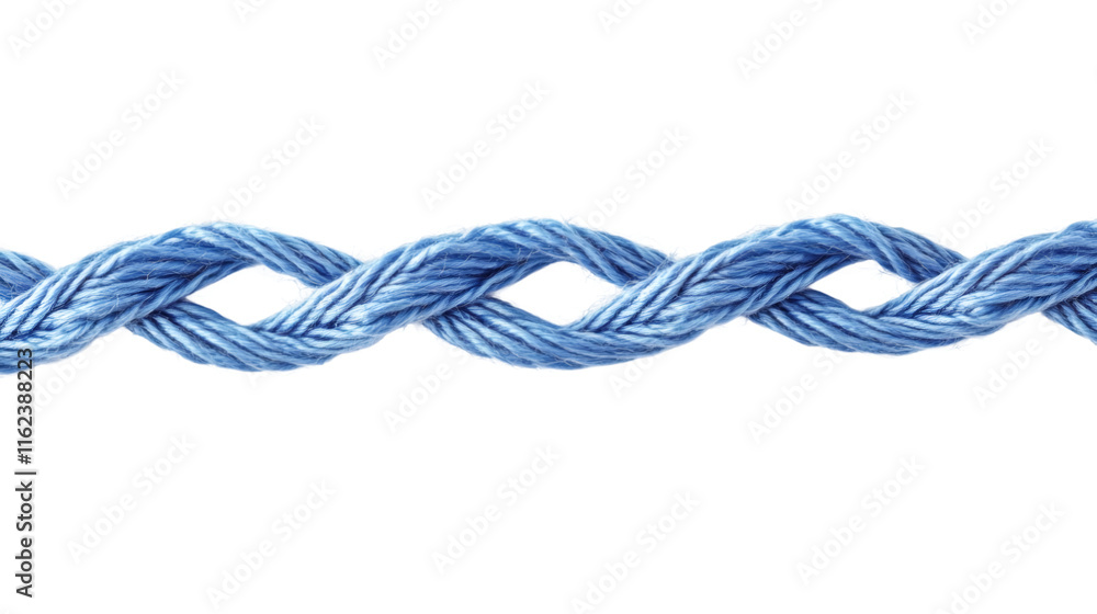Poster light blue rope coiling softly, symbolizing textile crafting skills with nautical and diy aesthetic 