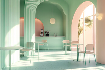 Pastel Dream Cafe Interior Design