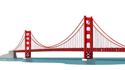 Obraz premium Side view of golden gate bridge construction 3d model in san francisco's urban environment