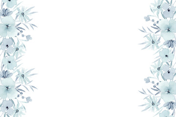 Watercolor flowers frame background vector for design.