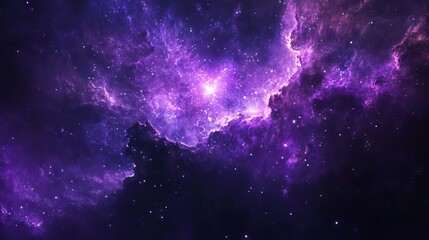 Vibrant purple galaxy with twinkling stars and colorful nebula in night sky – stunning cosmic background for space, astronomy, and celestial themes