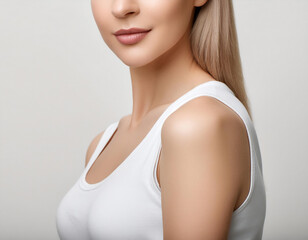 Obraz premium Space blank tattoo mock up on beige body. Clear skin ready for tatoo mockup. Creative art inking tattoos picture template closeup.