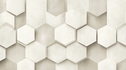 Fototapeta premium A neutral-toned geometric pattern with hexagons and subtle gradients, creating a refined look