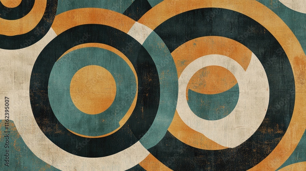 Aufkleber a refined geometric background with concentric circles in muted earth tones, creating a timeless aes