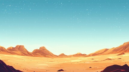 Naklejka premium Serene Desert Landscape Under a Starry Sky