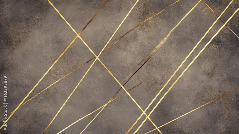 Poster a sleek design with intersecting gold lines on a taupe background, creating a contemporary look