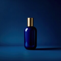 Fototapeta premium Blue bottle with a gold top