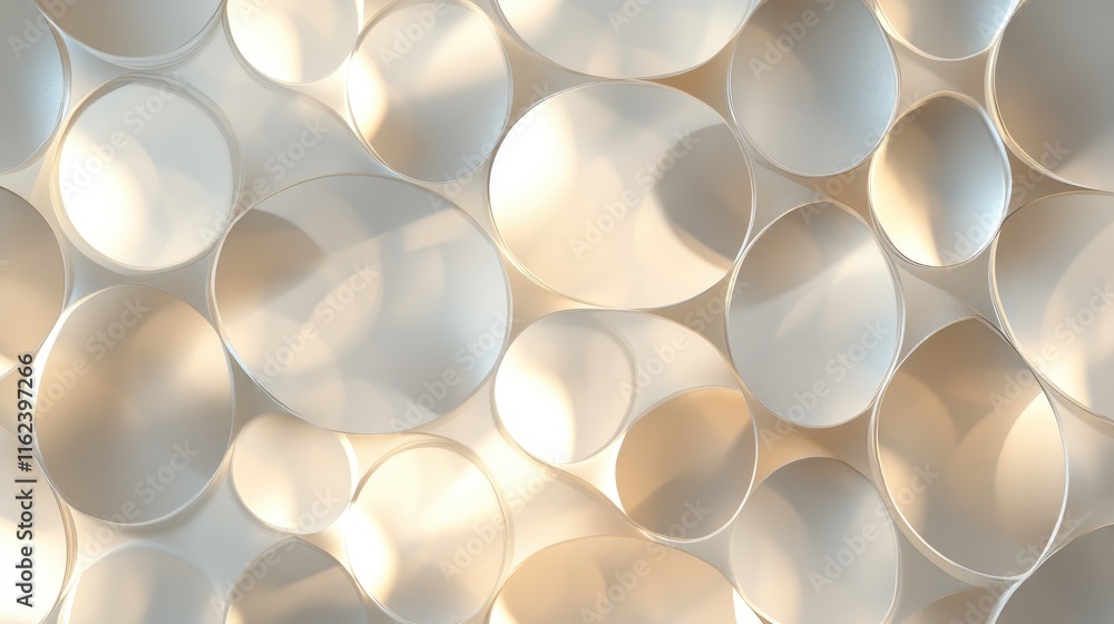 Poster a subtle geometric background featuring interlocking circles in neutral tones, ideal for high-end pr