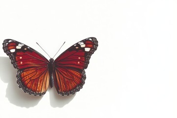 Obraz premium A vibrant butterfly with orange and black wings against a white background.