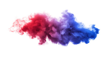 Colorful smoke cloud merging red and blue colors on transparent background, perfect for graphic design projects