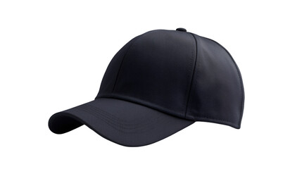 Fototapeta premium Classic black baseball cap isolated on transparent background, ideal for adding logos, designs or text