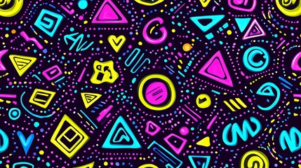 Abstract Neon Geometric Shapes Pattern Design