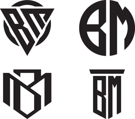 Initial letter BM, MB monogram vector logo design
