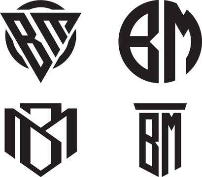 Initial letter BM, MB monogram vector logo design
