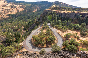 Horseshoe road in Oregon's Rowena Crest viewpoint 