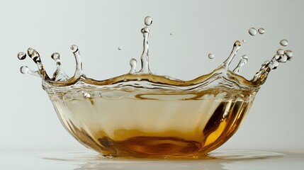 Splash of Liquid in a Bowl Creating Dynamic Water Droplets and Ripples