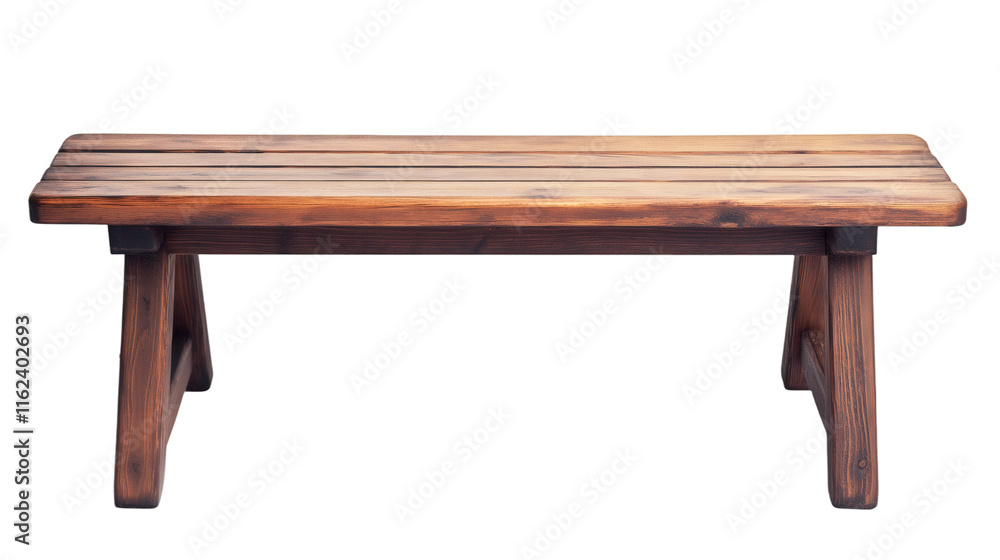 Aufkleber rustic wooden bench isolated on a transparent background, perfect for adding a touch of nature to co