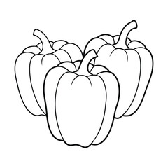 Collection of fresh vegetables outline for kids coloring book