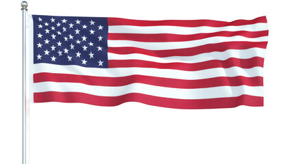 Fototapeta premium Photorealistic 3D rendering depicting American flag softly billowing, symbolizing national pride with transparent background