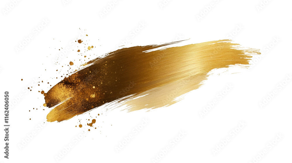 Poster gold paint brush stroke creating sparkling, metallic texture, conveying luxury design element on tra