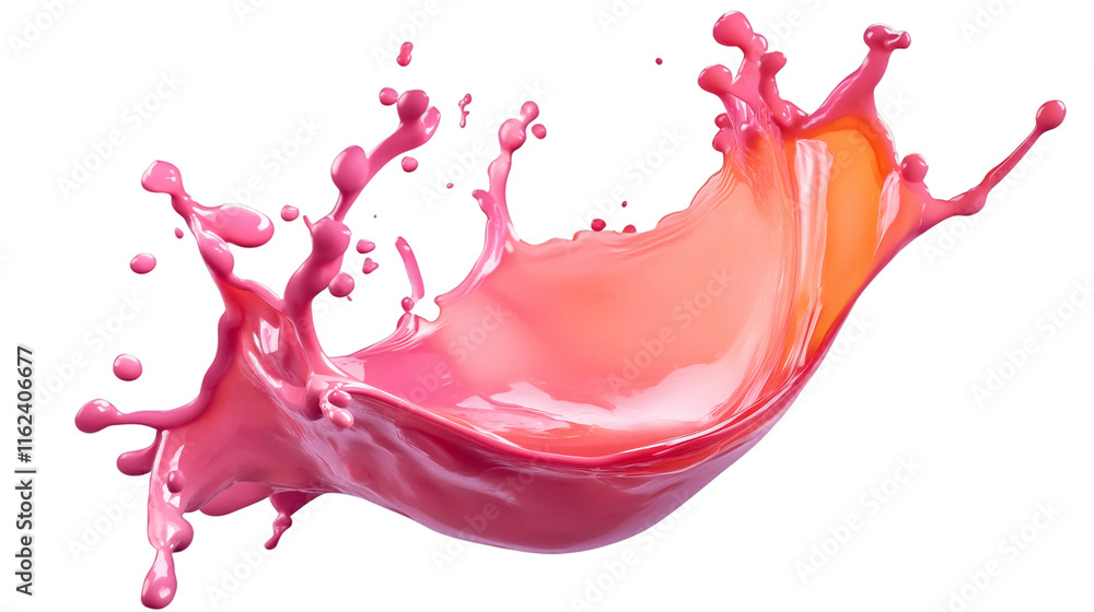 Aufkleber Pink paint splashing and creating droplets with transparent background, perfect for graphic design projects