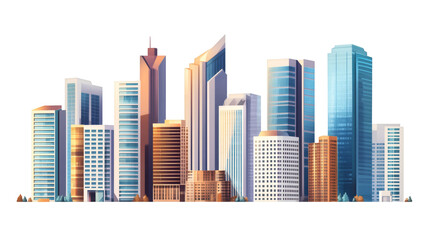 Fototapeta premium Cartoon skyscrapers populating transparent backdrop, representing modern urban landscape with architectural design potential
