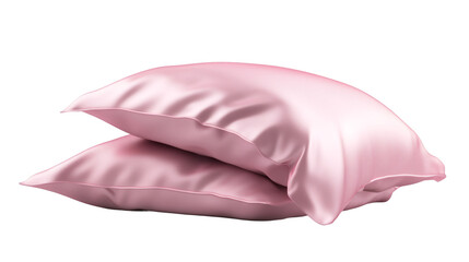 Soft pink silk pillows adding elegance, showcasing comfort and sophistication for bedroom decor or wellness product marketing