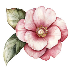 Create delicate watercolor camellias clipart vintage style floral art soft muted shades transparent background seasonal flowers